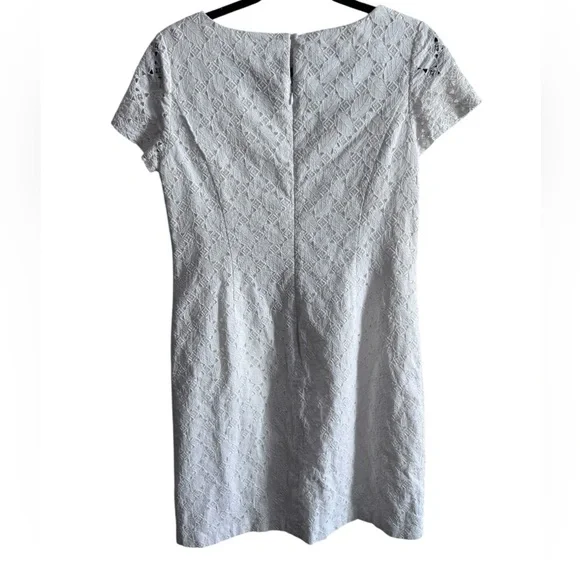 Talbots Petites White Lace Short Sleeve Sheath Dress 10P - Picture 2 of 6